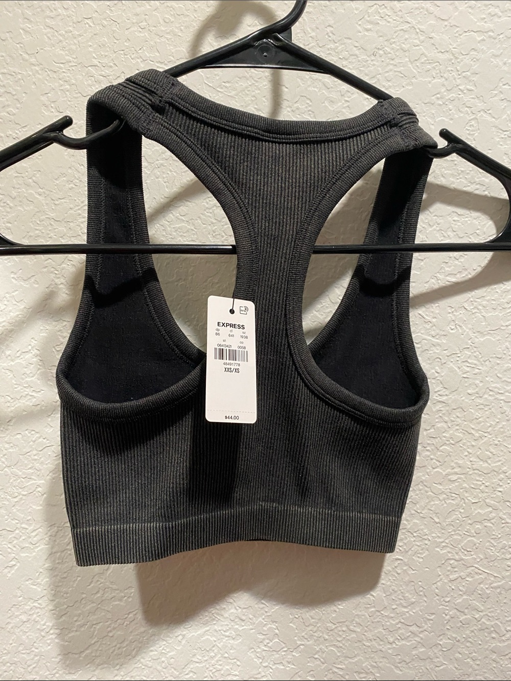 Express Black Ribbed Racerback Sports Bralette - Picture 2 of 2